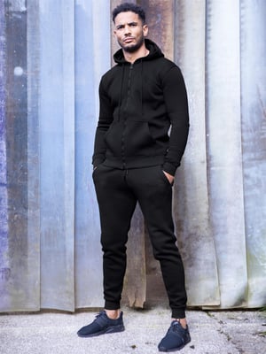Enzo | Herren Zip Up Hoodie Trainingsanzug Set - Schwarz