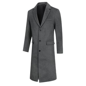 Herren Winter Wollmantel Knielang Slim Fit Umlegekragen Business M?ntel Grau
