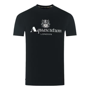 Aquascutum London Aldis Markenlogo Schwarzes T-Shirt