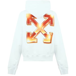 Off-White Kapuzenpullover in Skate-Weiss mit orangefarbenem Metallpfeil-Logo