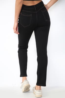 Ladies Magic Shaping High Waisted Straight Leg Jeans in Schwarz