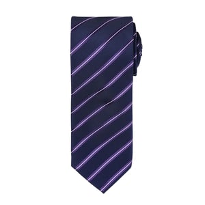 Premier Mens Sports Streifendesign Formal Work Krawatte (Navy/ Lila)