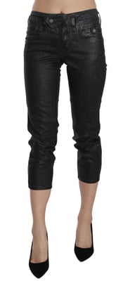 John Galliano Frauen Schwarze Gewaschene Mittelhohe Slim Leg Kurze Jeanshosen