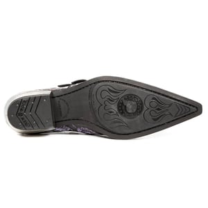 New Rock Vintage Rote Lederschnallenschuhe mit Blumenmuster-7960-S6