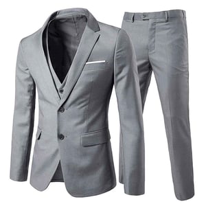 Grauer 3-teiliger Slim Fit-Anzug