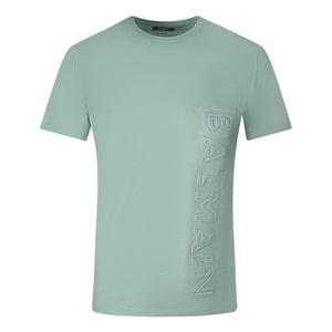 Grünes T-Shirt mit geprägtem Balmain-Logo