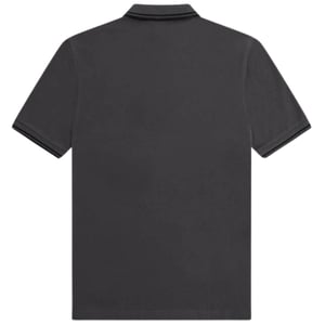 Schwarzes, graues Poloshirt mit Doppelstreifenkragen von Fred Perry