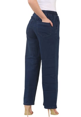 MYT Womens Elasticated High Waist Wide Leg Jeans in Blau