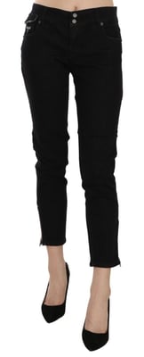 John Galliano Damen Schwarz Mittlere Taille Gekürzte Jeans mit Ausfransung Casual Hosen