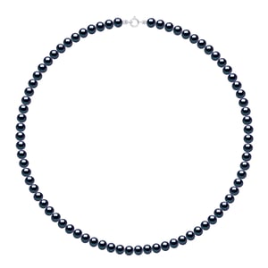 Halskette aus echten Süßwasser-Zuchtperlen, halbrund, 5–6 mm