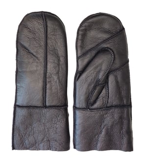 Damen Handschuhe aus echtem Schaffell, schwarz, warme Handschuhe