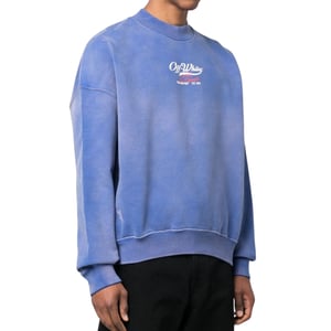Off-White Wave Off Boxy Fit Sweatshirt in Blau mit Rundhalsausschnitt