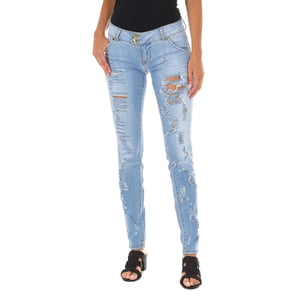 Lange Denim-Hose getragen und zerrissen Wirkung 10DBF0094 Frau