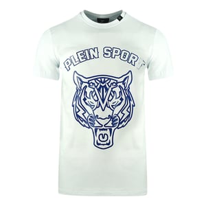 Plein Sport Großes Schablonen-Tiger-Logo Weißes T-Shirt