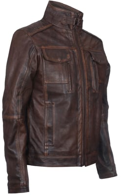 Biker-Motorradjacke aus Leder im Distressed-Look