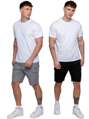 Kruze | 2 Pack Herren Cargo Shorts - BLK/LTGREY