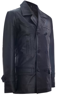 Kuhfell Dr. Who Naval German Pea Coat Lederjacke