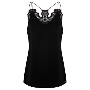Armani Exchange Trimmed Seide Womens Black Top