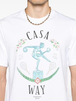 Casablanca Statue En Marbe Bedrucktes T-Shirt in Weiß