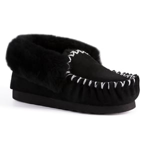 Aus Wooli "Waterloo" Australien Hand Stitched Womens Schaffell Mokassin, schwarz