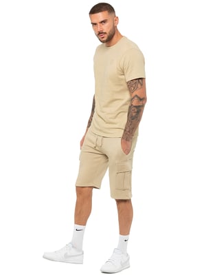 Enzo | Herren T-Shirt Trainingsanzug mit Shorts Set- Stone