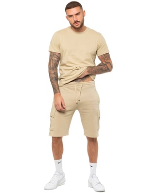 Enzo | Herren T-Shirt Trainingsanzug mit Shorts Set- Stone