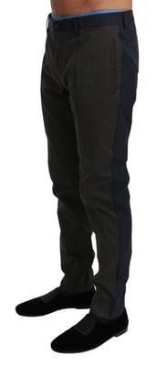 Dolce & Gabbana Blau Graue Streifen Hose Baumwolle Hose