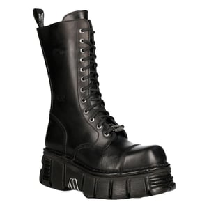 New Rock Unisex-Techno-Bikerstiefel in Metallic-Schwarz – M-MILI211C-C1