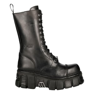 New Rock Unisex-Techno-Bikerstiefel in Metallic-Schwarz – M-MILI211C-C1
