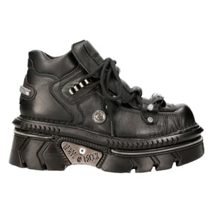 New Rock Unisex-Gothic-Techno-Stiefel aus metallischem schwarzem Leder – M-215-S6