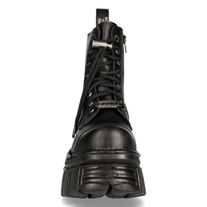 New Rock Combat Tower-Stiefel aus schwarzem Leder – M-NEWMILI083-S21