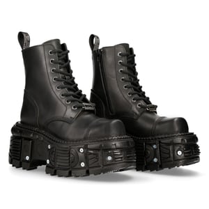 New Rock Unisex-Kampfplattformstiefel aus schwarzem Leder – TANK083-C1