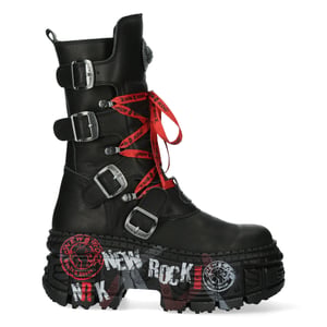 New Rock mittelhohe Punk-Lederstiefel-WALL028B-C1