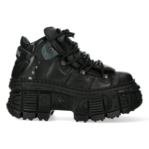 New Rock Metallic-Knöchelstiefel aus schwarzem Leder-WALL106-S12