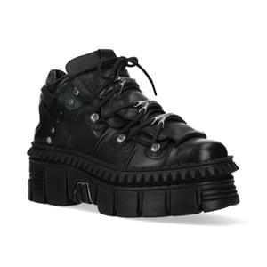 New Rock Gothic Ankle Boots aus schwarzem Leder-WALL106-S13