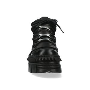 New Rock Gothic Ankle Boots aus schwarzem Leder-WALL106-S13