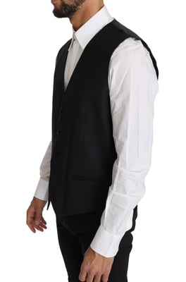 Dolce & Gabbana Gilet gris en laine et soie pour homme