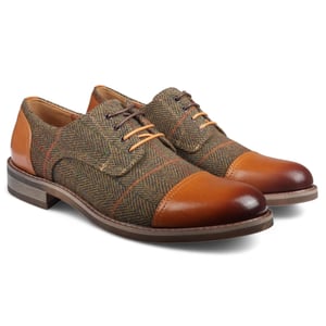 Justin Reess Herren Oxford-Schuhe aus braunem Leder und Tweed - Theon