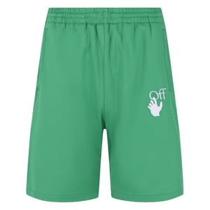 Off-White Hands Off Logo Skate Fit Grune Trainings-Sweatshorts