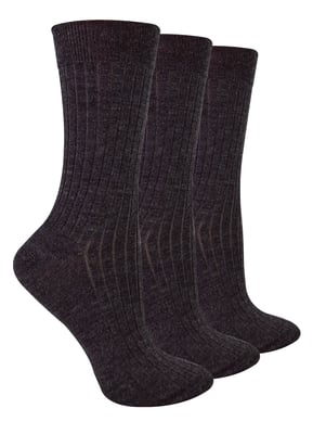 3 Paar Damen Original Merinowollsocken | Steven | Atmungsaktive dicke warme Stiefelsocken - Dunkelgrau