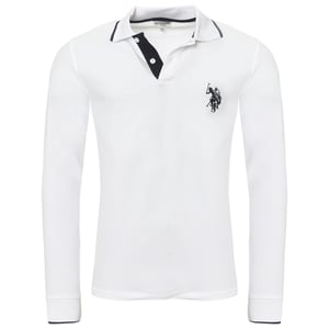 U.S. Polo Assn. Langarm Poloshirt in Weiß