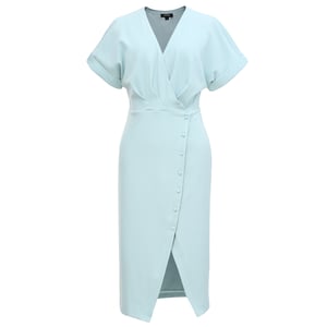 Asymmetrisches Kleid mit seitlichen Knöpfen und Kreuzherzen