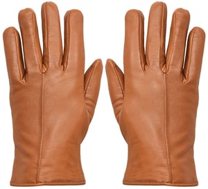 Hellbraune Thermohandschuhe aus Leder für Damen