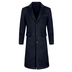 Herren Winter Wollmantel Knielang Slim Fit Umlegekragen Business M?ntel Blau