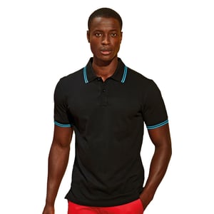 Asquith & Fox Herren Classic Fit Tipped Polo Shirt (Schwarz/Türkis)