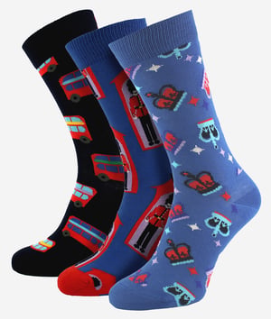 Neuheiten Großbritannien-Themen Socken | Happy Socks | Crew London Muster Socken - UK