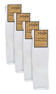 Herren-Kniestrümpfe für Diabetiker | Dr.Socks | Extra breite, lose, lange Bambussocken für geschwollene Beine - weiß