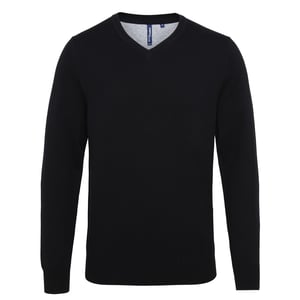Asquith & Fox Herren Cotton Rich V-Neck Pullover (Schwarz)