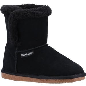 Hush Puppies Mädchen Ashlynn Wildleder Hausschuhe (Schwarz)