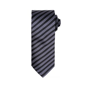 Premier Mens Double Stripe Pattern Formal Business Tie (Schwarz/Dunkelgrau)